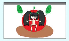 絵の中のリンゴと一緒に
