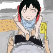 登校見守り中年男性に挨拶する若者