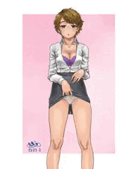ショートカットタイトスカートおねえさん