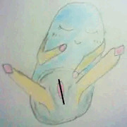 アナログ過去絵40　オリキャラ　妖怪アオカン
