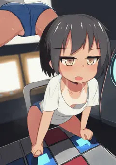 ゲーセンで汗だくになってる無防備なロリ