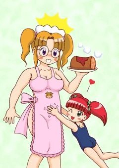 いい肉の日に描いたいい肉のお姉さんとうちの子