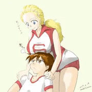 キャプテンにおっぱいを乗せるアケビさん