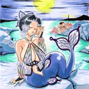 月夜の人魚と忍び寄るタコ
