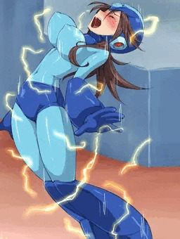 【アイント様リク絵】ロックマン8のダメージモーションの女体化ロックマン