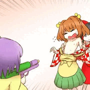 幻想郷を守る為に小鈴ちゃんの乳首を水鉄砲で冷却しようとする霊夢と阿求