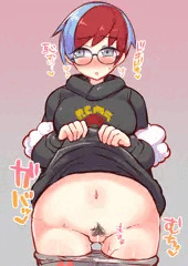 たくし上げボタンのお腹にぶっかけ