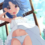 風でスカートめくれちゃった女の子　skeb