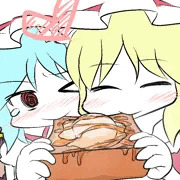 レミリアのハニートーストにかぶりつくフランちゃん