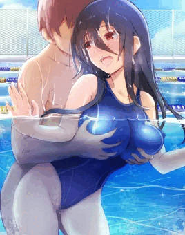 プールの中でおっぱい鷲掴みしつつ立ちバック！