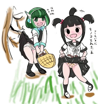 きのこ狩りのはなちゃん達　らくがき