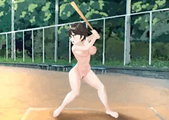 女の子が裸で暮らす世界での野球少女