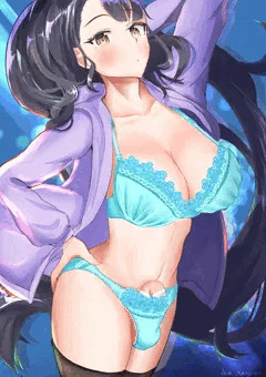黒髪下着姿ふたなりちゃん勃起露出