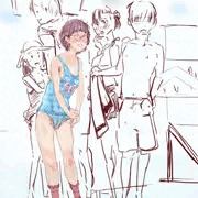 足りない子ちゃん、彼氏と水着デートするも、はみ毛して焦る