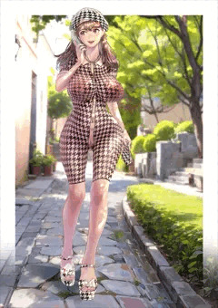 千鳥格子のお姉さん💗