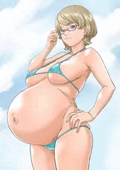 水着の妊婦さん。
