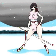 雪の中の小桃
