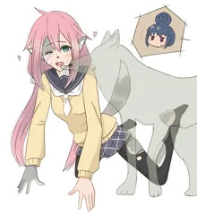 ゆるキャン△の各務原なでしこちゃん狼化transfur絵。