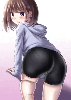 紫パーカーとスパッツの女の子②