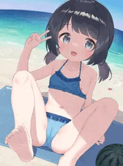 水着ずれ胸チラ