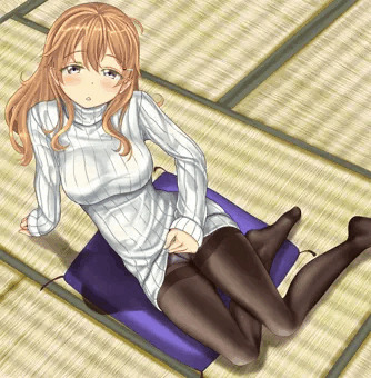 縦セタ黒タイツ