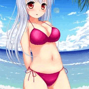 水着の彼女と…