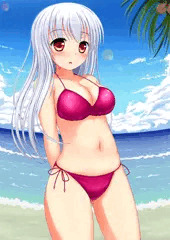 水着の彼女と…