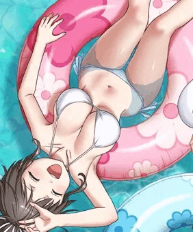 プールでまったり♡