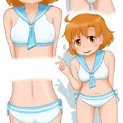 セーラーミズギで撮影する可奈