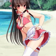 暑いので涼しい恰好でタコ漁に来た霊夢ちゃん