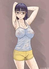 濡れたかのように汗をかいているもも子