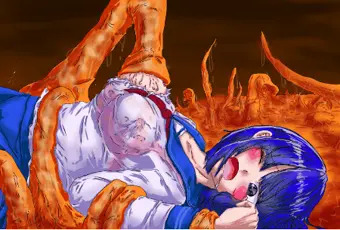 オリキャラ触手乳舐めgif