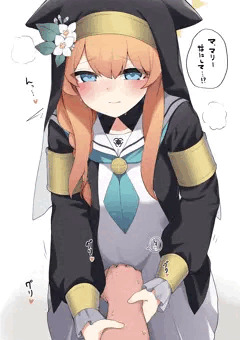 先生の手をお股に当ててくるマリーちゃん