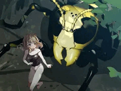 巨大蜂に追いかけられる