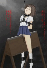 三角木馬の上で感じる少女