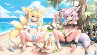 ヴァルポちゃん達と海に