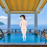 露天風呂で尻振りするしずかちゃん　その2(GIF・笑)