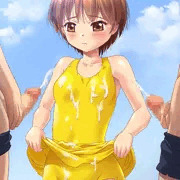ぶっかけられるボーイッシュ水着少女
