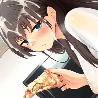 ピザ片手にシコシコ♡（差分あり）