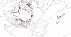 玉藻ちゃんのお花をじっくり見た後　線画