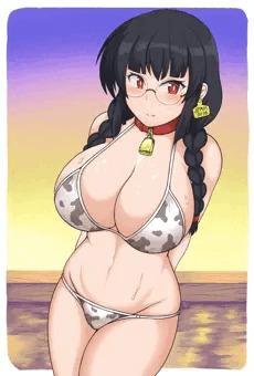 牛柄ビキニ眼鏡っ娘