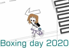 配達中に住民からプレゼントを貰った自転車少女