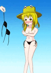 水着を脱がされた諏訪子