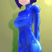 青色ショートの女の子