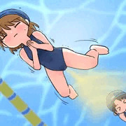 泳ぎながら