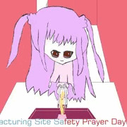異世界キャラに扮して工場付近の砂利道にある寺院の公衆トイレで小便する少女