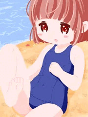 足裏ぶっかけスク水ロリ少女