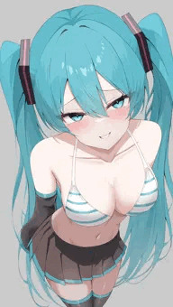ニヤニヤ半分水着ミク