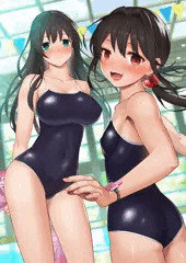 プールのスク水姉妹