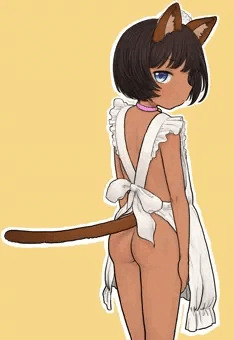 褐色ねこ女児メイドはだかエプロン